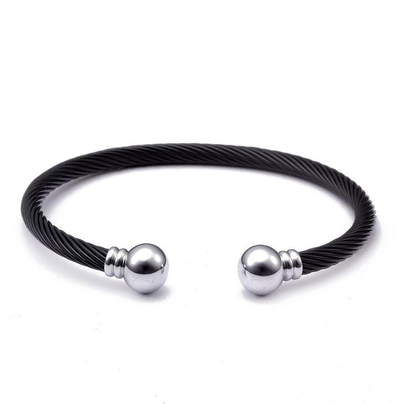 Mikael Stainless Steel Cuff Bracelet GR Black 