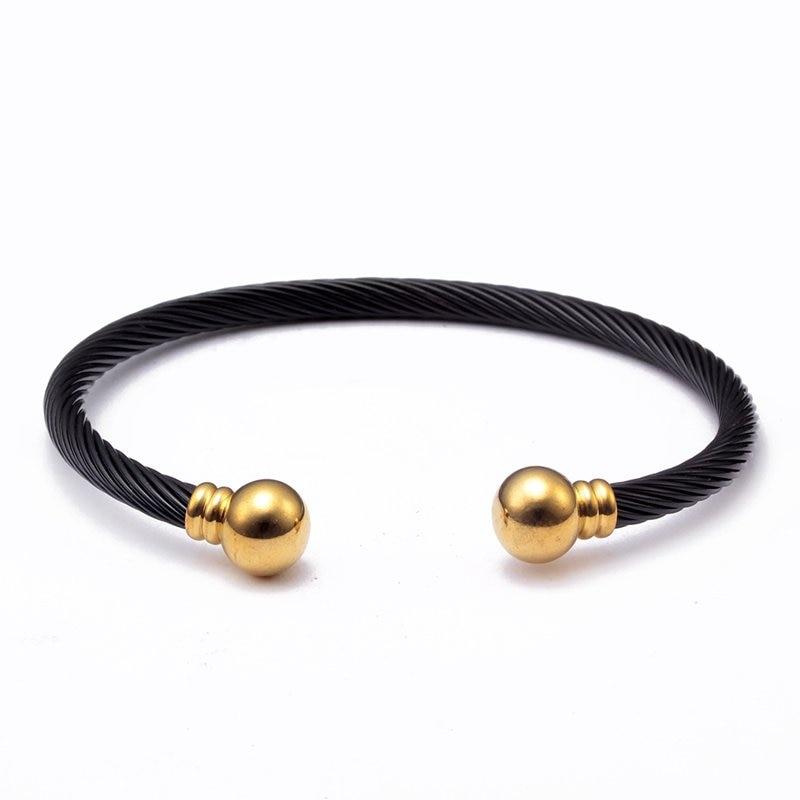 Mikael Stainless Steel Cuff Bracelet GR Black &Gold 