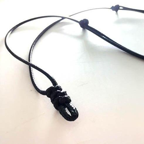 Minimalist Black Adjustable Leather Cord Necklace GR 