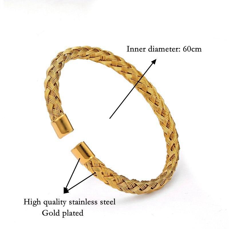 Minimalist Braided Stainless Steel Cuff Bracelet GR 