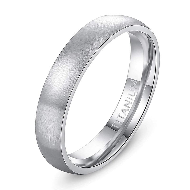 Minimalist Brushed Silver-Tone Titanium Ring GR 4 4mm 