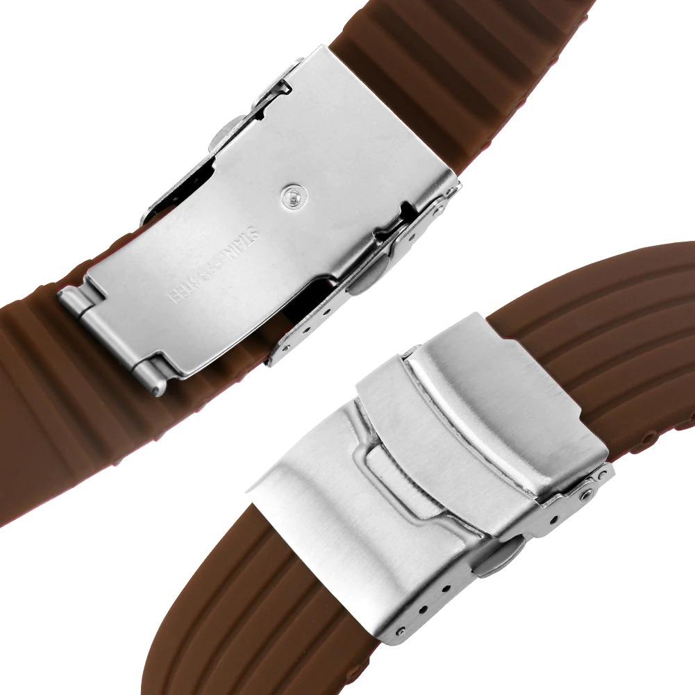 Napoli Solid Silicone Watch Strap With Push Button Deployant Clasp GR 