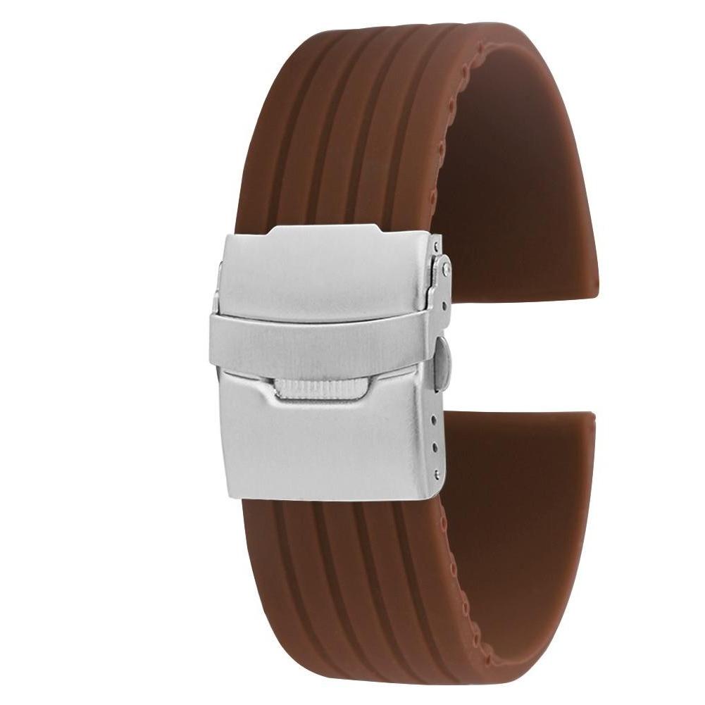 Napoli Solid Silicone Watch Strap With Push Button Deployant Clasp GR 