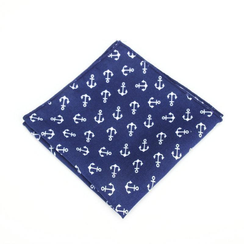 Navy Blue Geometric Cotton Handkerchief GR Anchor 