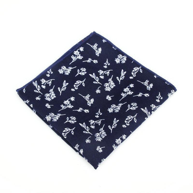 Navy Blue Geometric Cotton Handkerchief GR Floral 