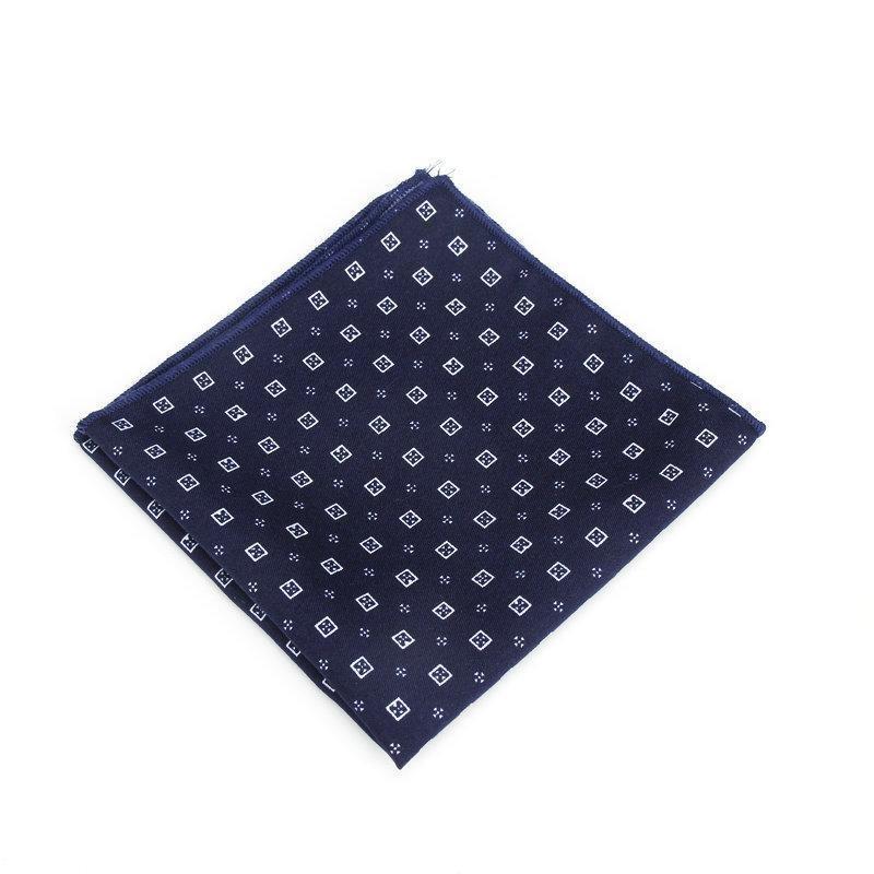 Navy Blue Geometric Cotton Handkerchief GR Square 