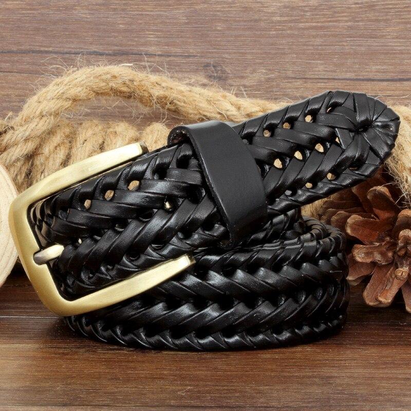 Niccolo Brass Buckle Braided Leather Belt GR 