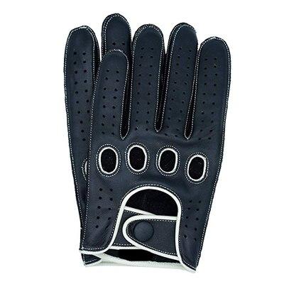 Niki Goatskin Leather Driving Gloves GR Black & White XL 