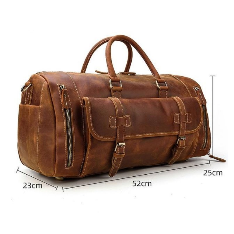 Oliver Retro Large Cow Leather Duffel Bag With Shoe Pocket GR Brown 52cm 
