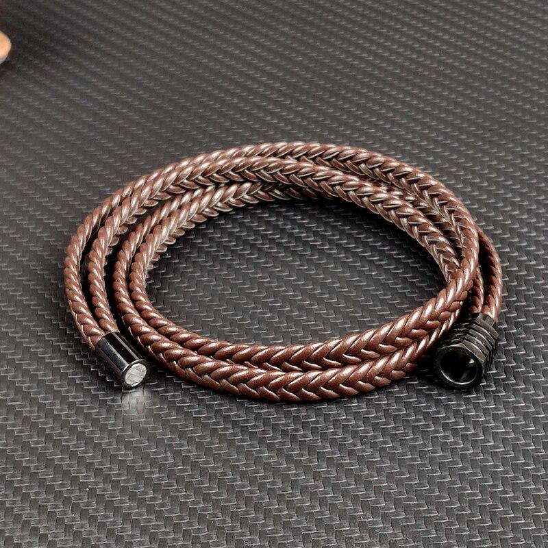 Olle Multilayer Long Braided Leather Bracelet GR 