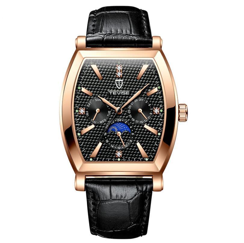 Orville Elegant Classic Watch Tevise Rose Gold Black 