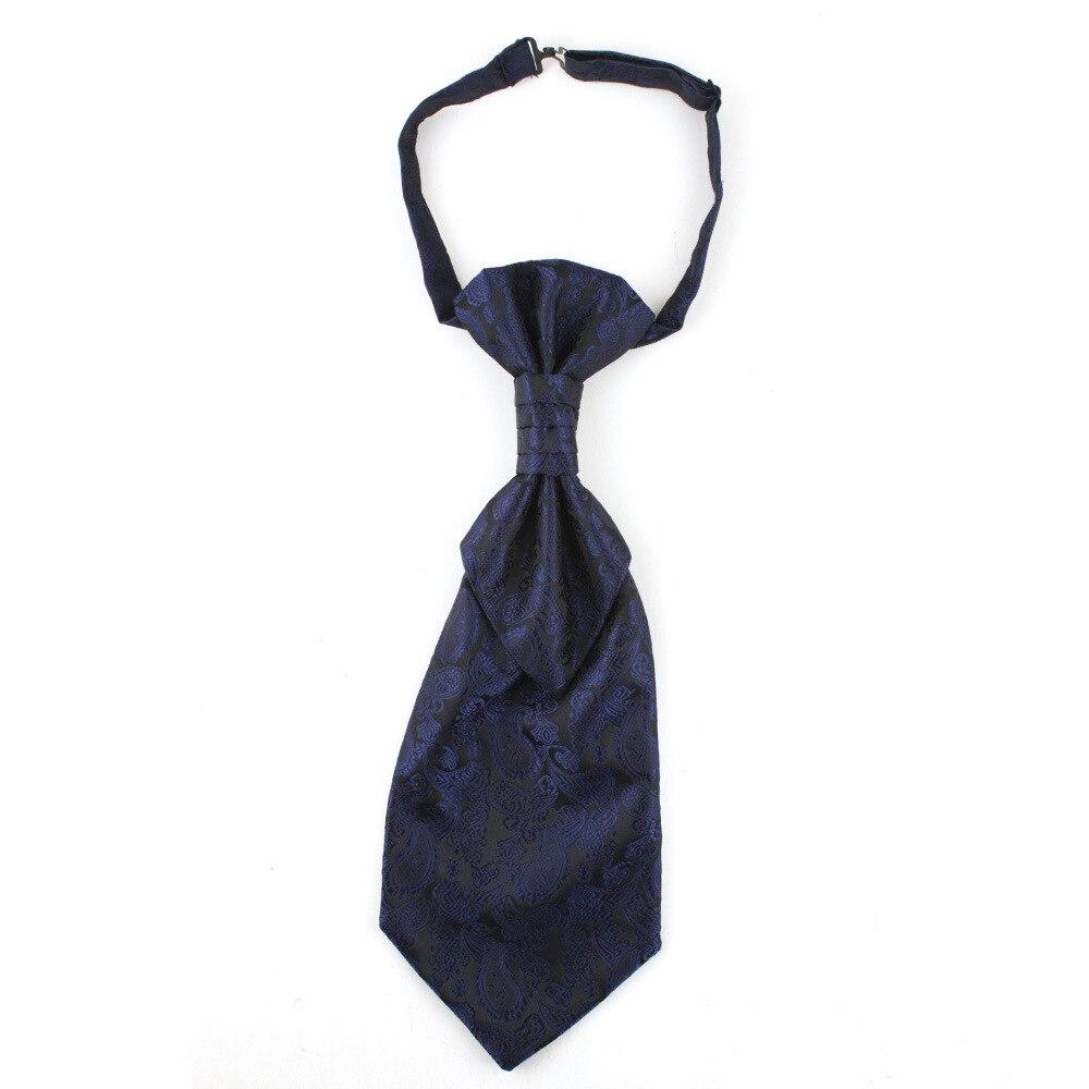Paisley Ascot Tie Pre-Tied GR Navy Blue 