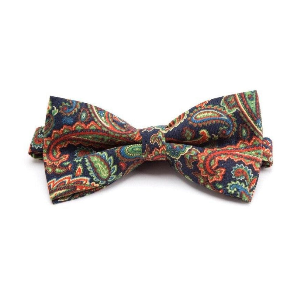 Paisley Cotton Bow Tie Pre-Tied GR Green 