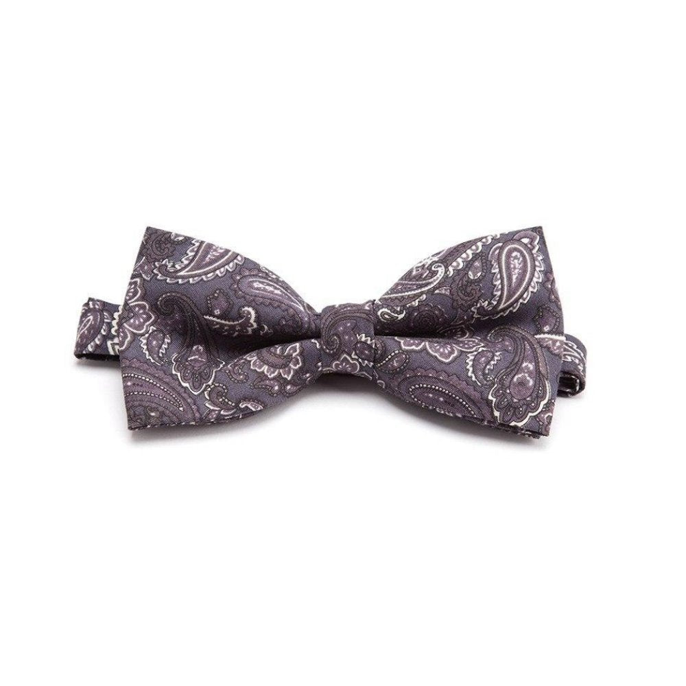 Paisley Cotton Bow Tie Pre-Tied GR Violet 