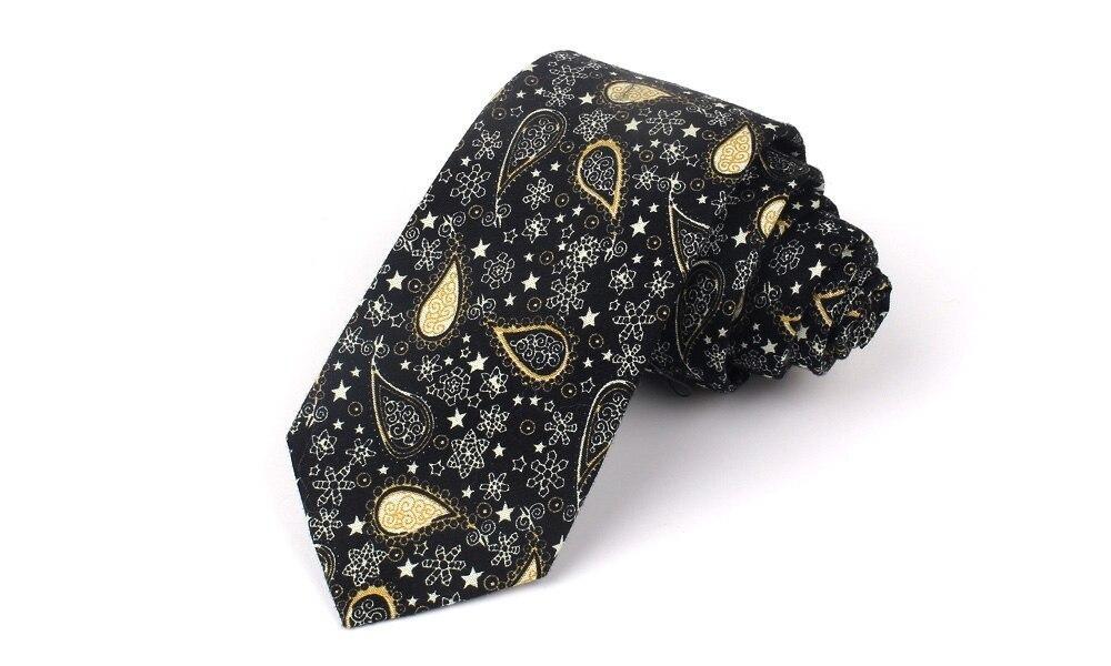 Paisley Cotton Tie GR Black & Gold 