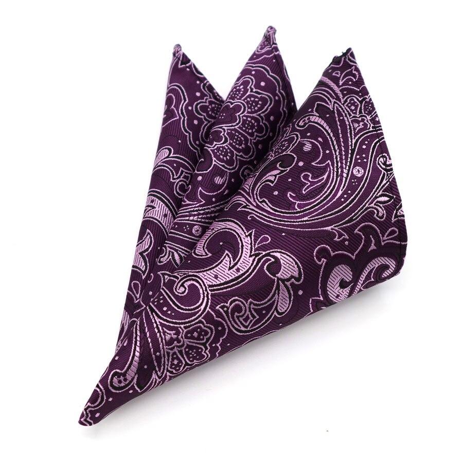 Paisley Jacquard Silk Pocket Square GR Purple 