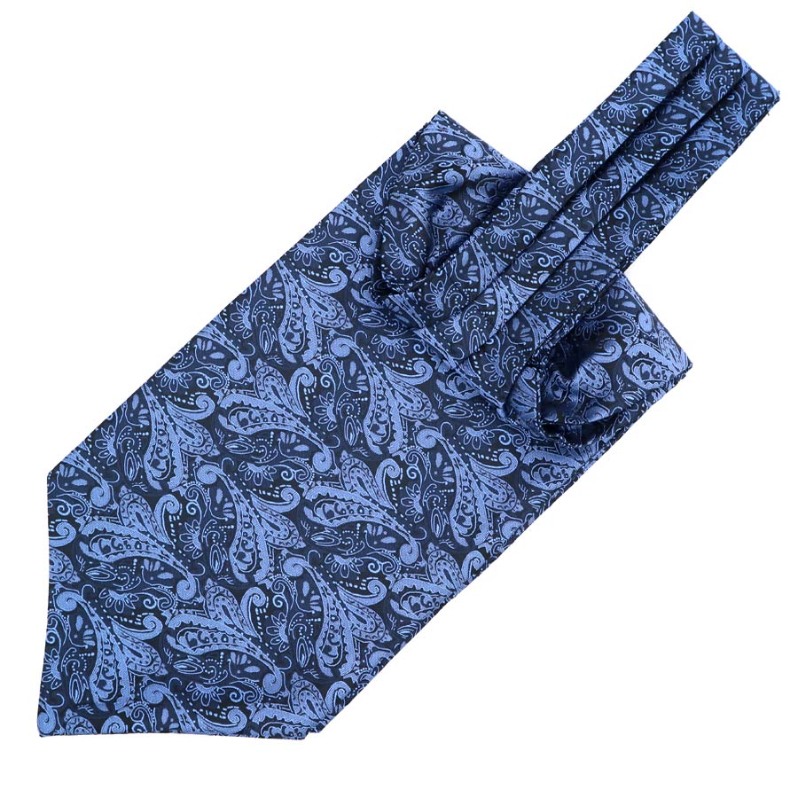 Paisley Jacquard Solid Ascot Tie GR Blue 