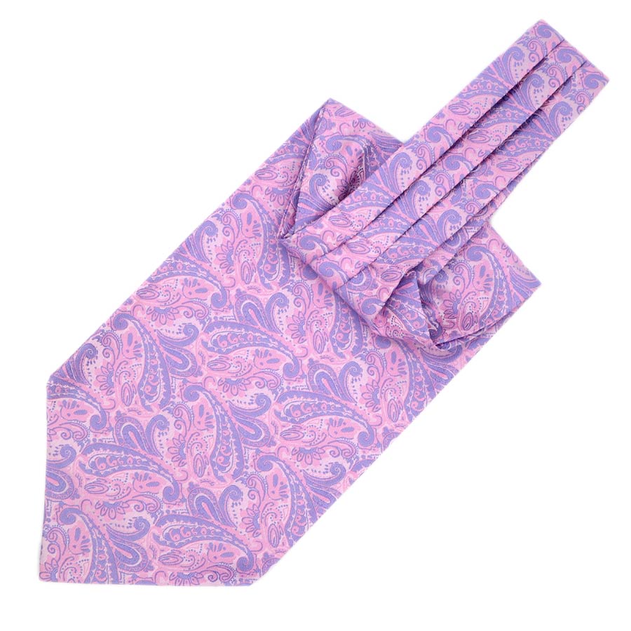 Paisley Jacquard Solid Ascot Tie GR Pink 