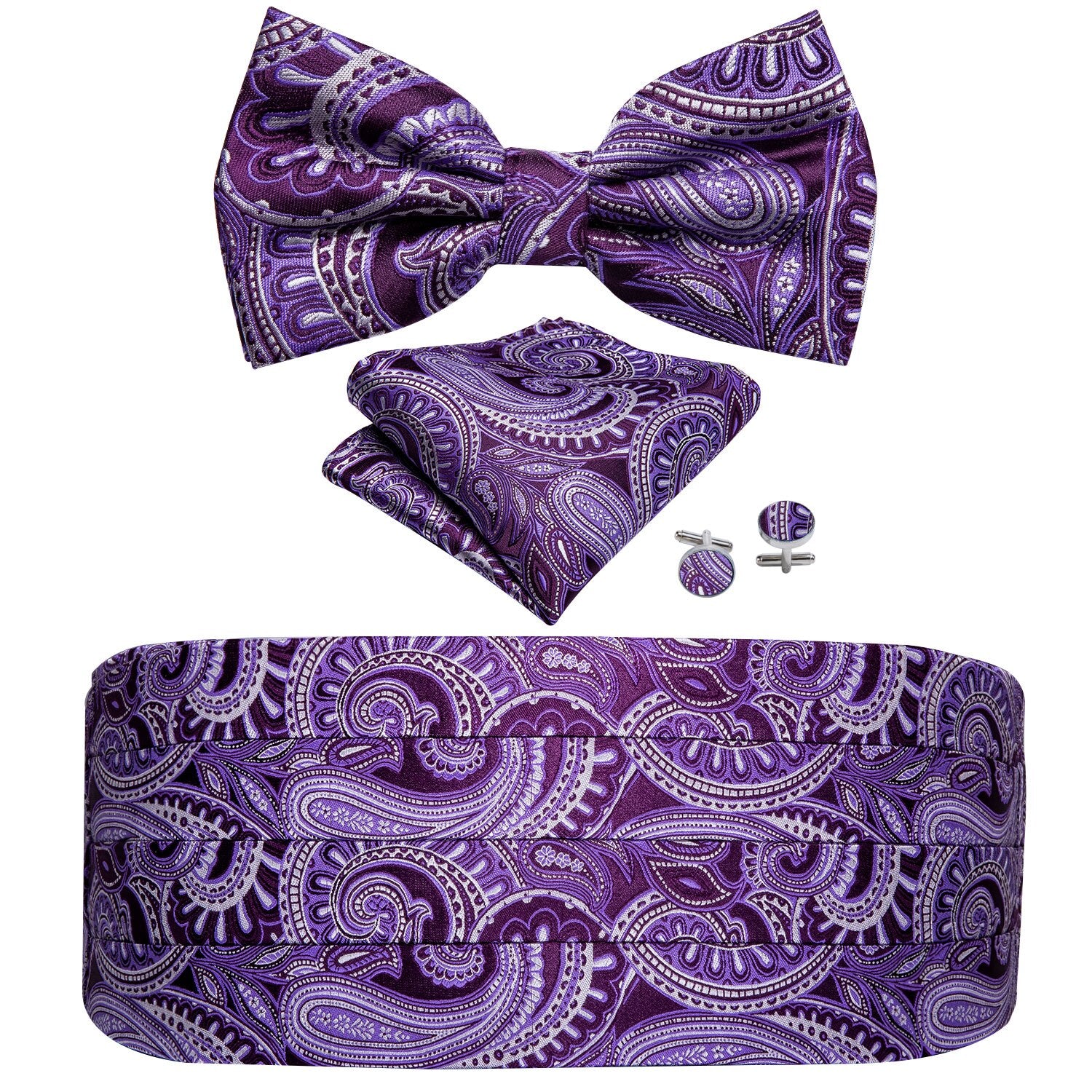 Paisley Silk Cummerbund Set GR Violet 