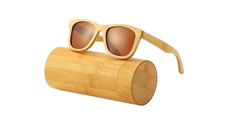 Panama Retro Polarized Bamboo Sunglasses GR Brown 