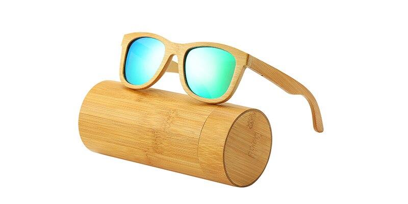 Panama Retro Polarized Bamboo Sunglasses GR Green 