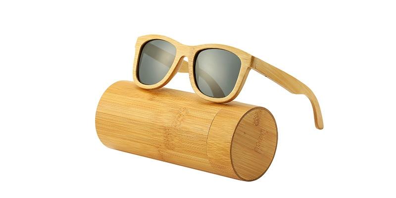 Panama Retro Polarized Bamboo Sunglasses GR Grey 
