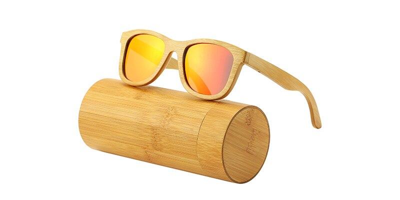 Panama Retro Polarized Bamboo Sunglasses GR Red 