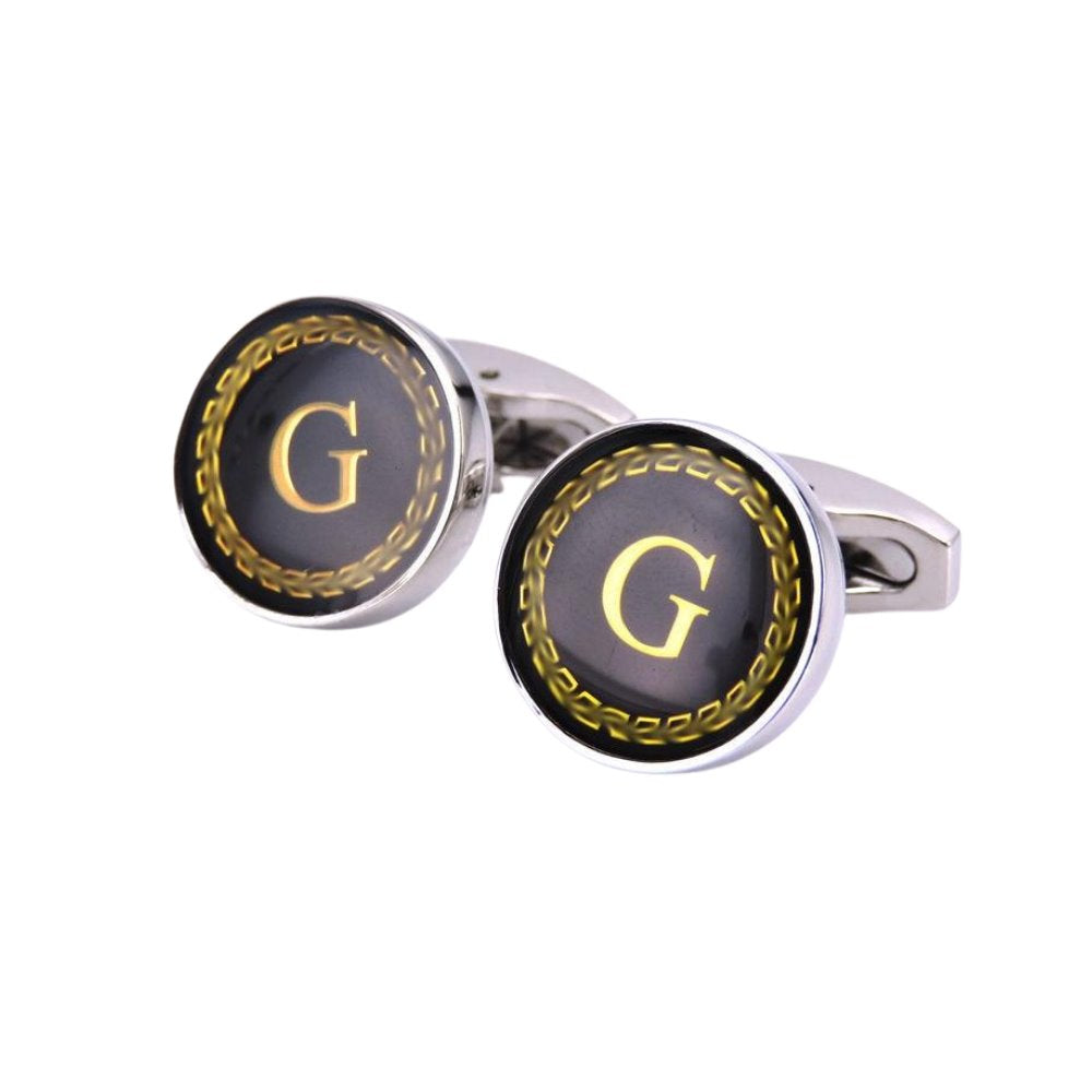 Personalized Monogram Black Cufflinks GR G 