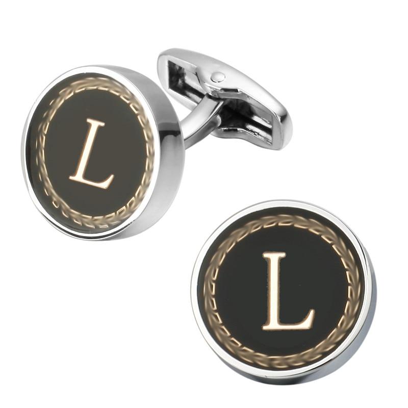 Personalized Monogram Black Cufflinks GR L 