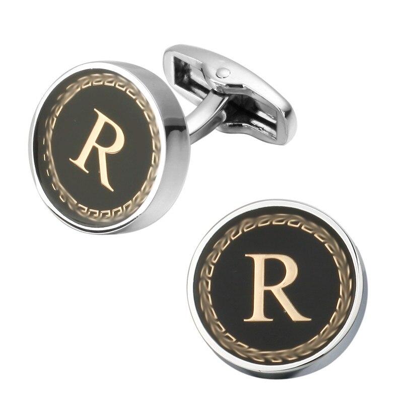 Personalized Monogram Black Cufflinks GR R 