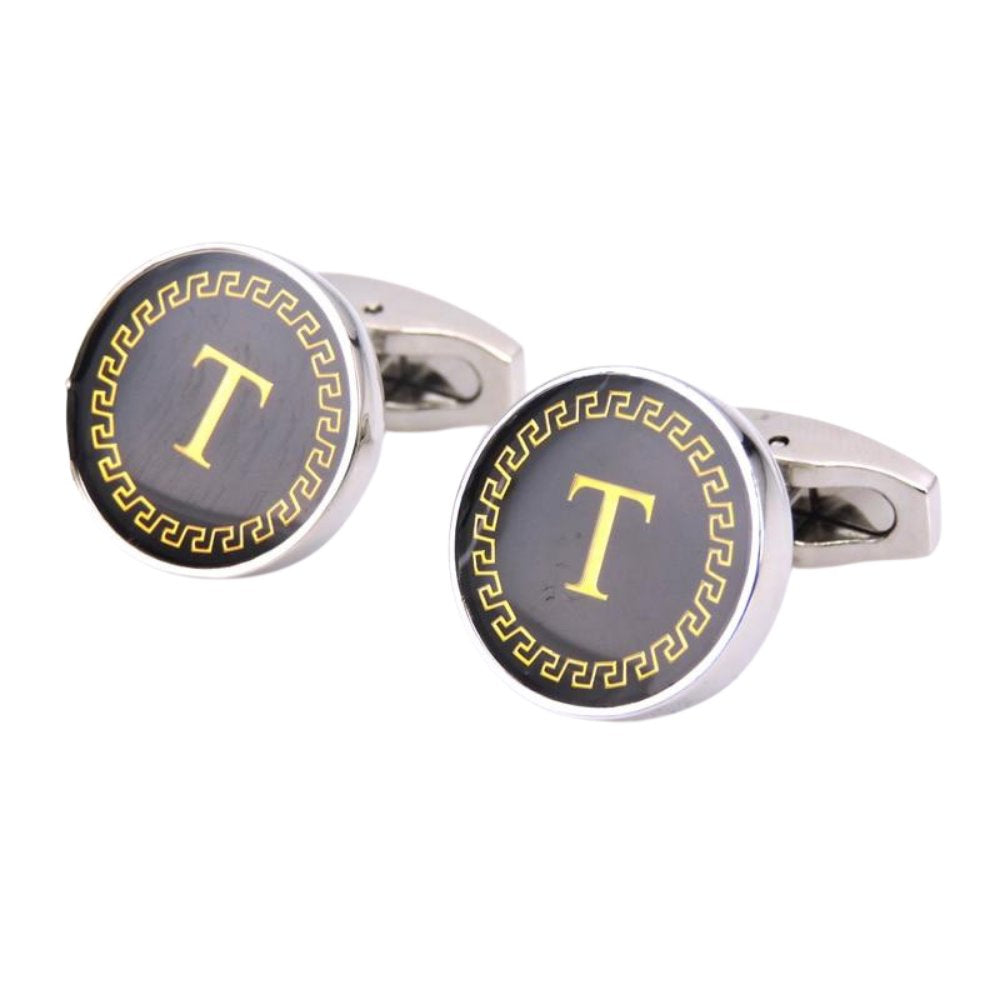 Personalized Monogram Black Cufflinks GR T 