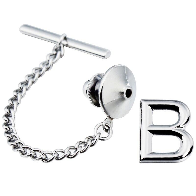 Personalized Monogram Silver-Tone Tie Tack GR B 