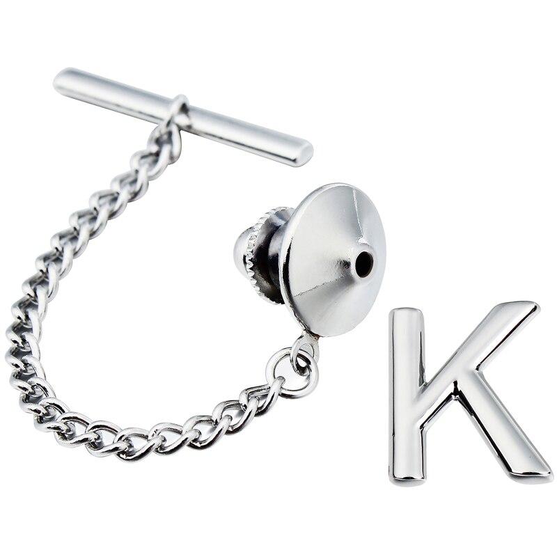 Personalized Monogram Silver-Tone Tie Tack GR K 