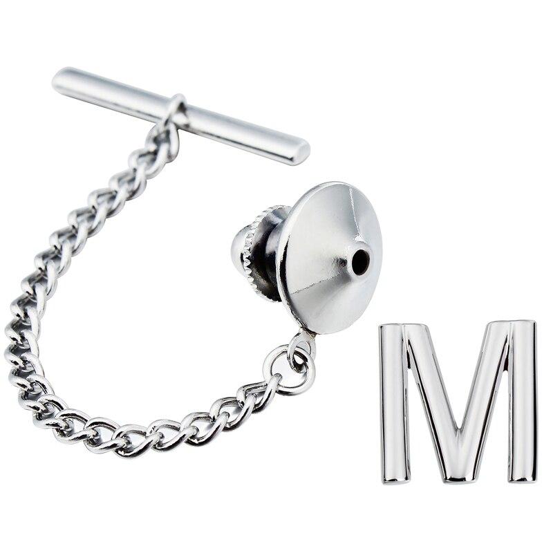 Personalized Monogram Silver-Tone Tie Tack GR M 