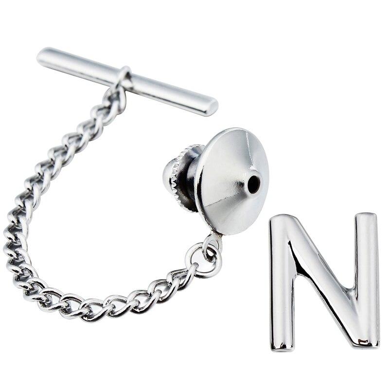 Personalized Monogram Silver-Tone Tie Tack GR N 