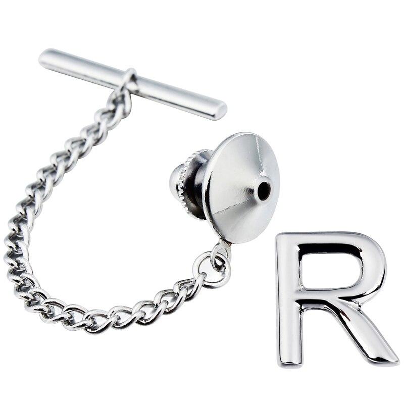 Personalized Monogram Silver-Tone Tie Tack GR R 