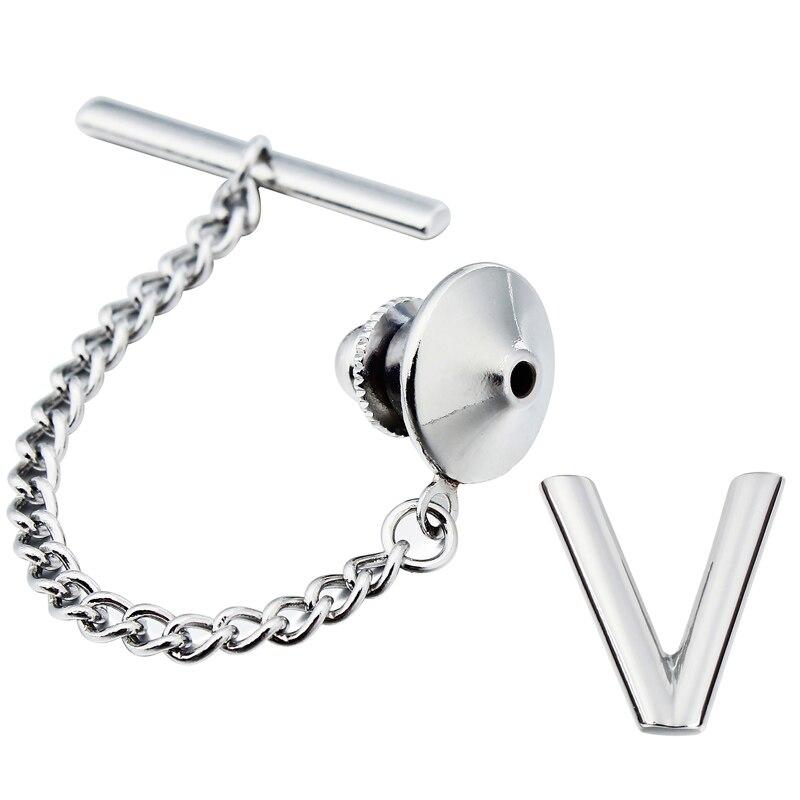 Personalized Monogram Silver-Tone Tie Tack GR V 