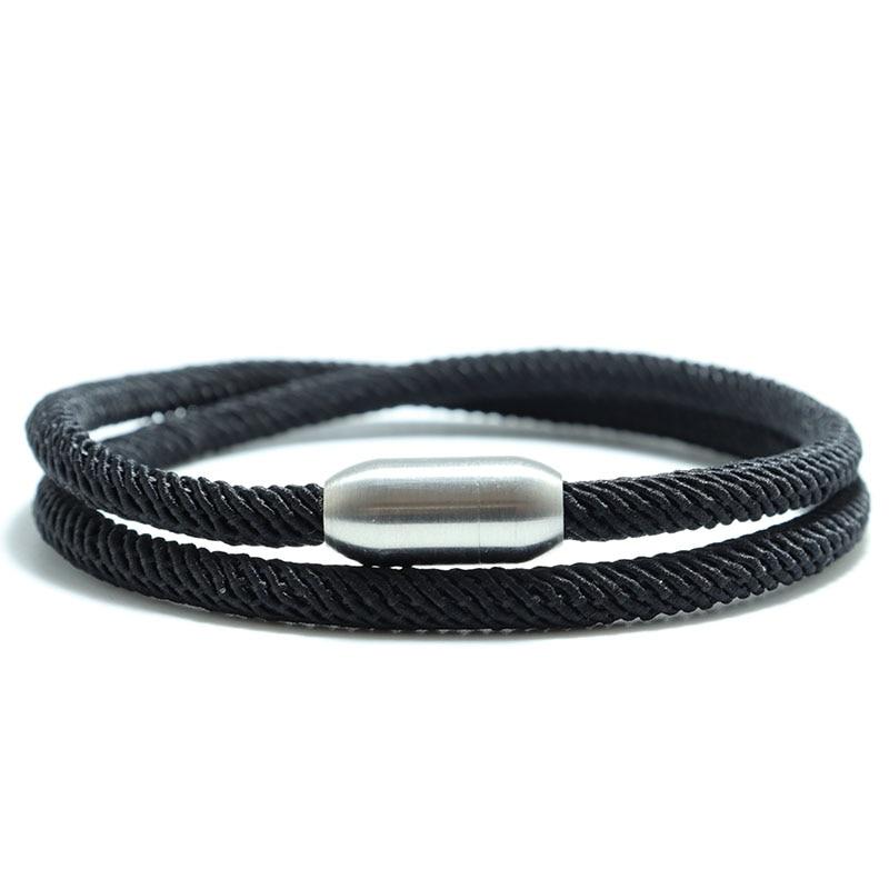 Pietro Minimalist Milan Rope Bracelet GR Black 