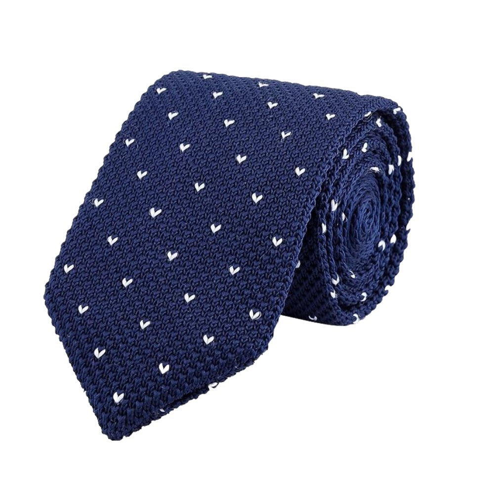 Pin Dot Knitted Tie GR Navy Blue 