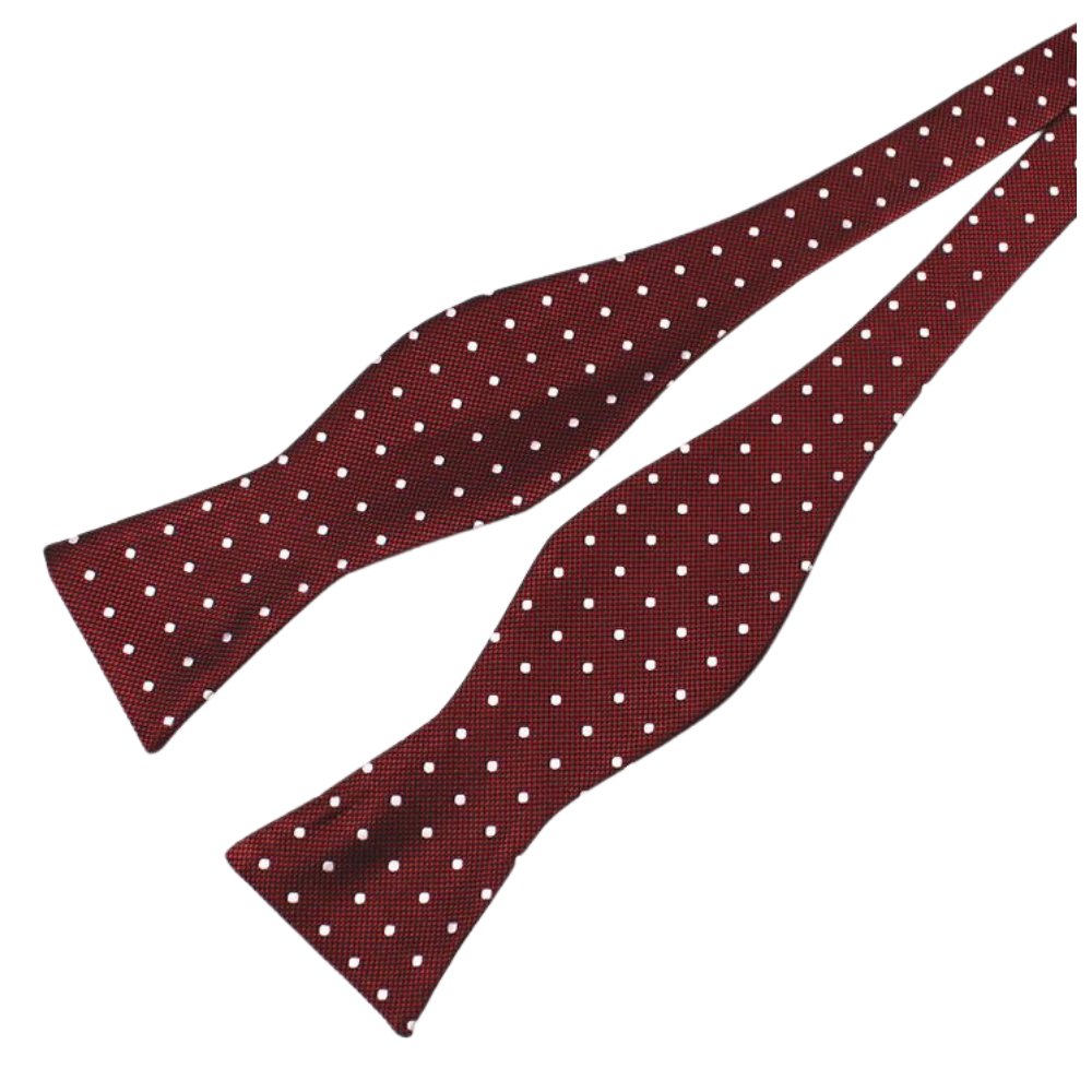 Pin Dot Silk Self-Tie Bow Tie GR Dark Red 