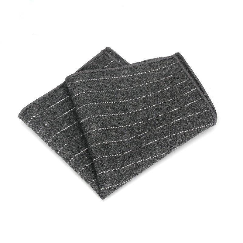 Pinstriped Wool Pocket Square GR Grey 