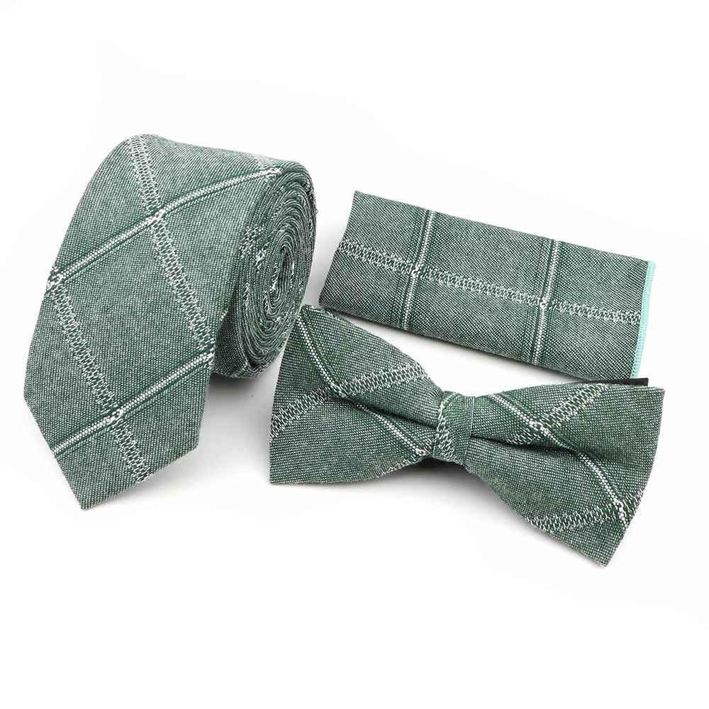 Plaid Cotton Tie Set GR Green 