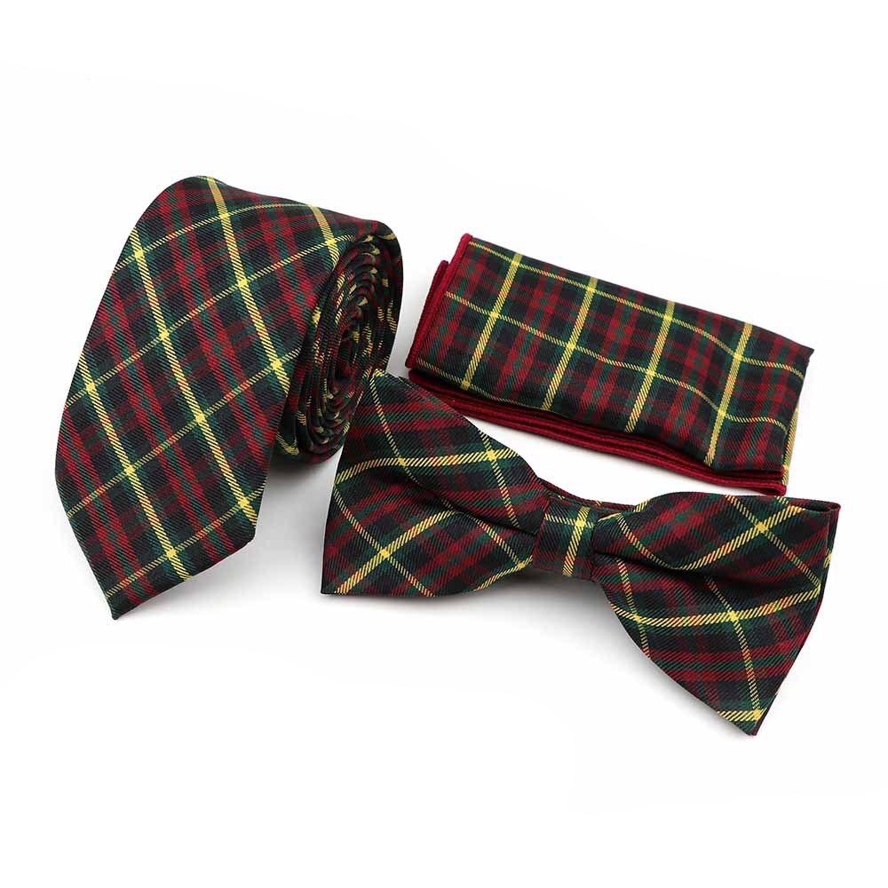 Plaid Cotton Tie Set GR Scottish Red 