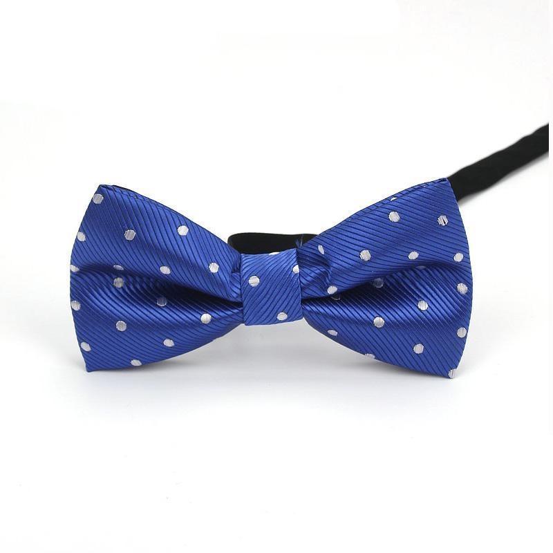 Polka Dot Bow Tie Pre-Tied GR Blue 