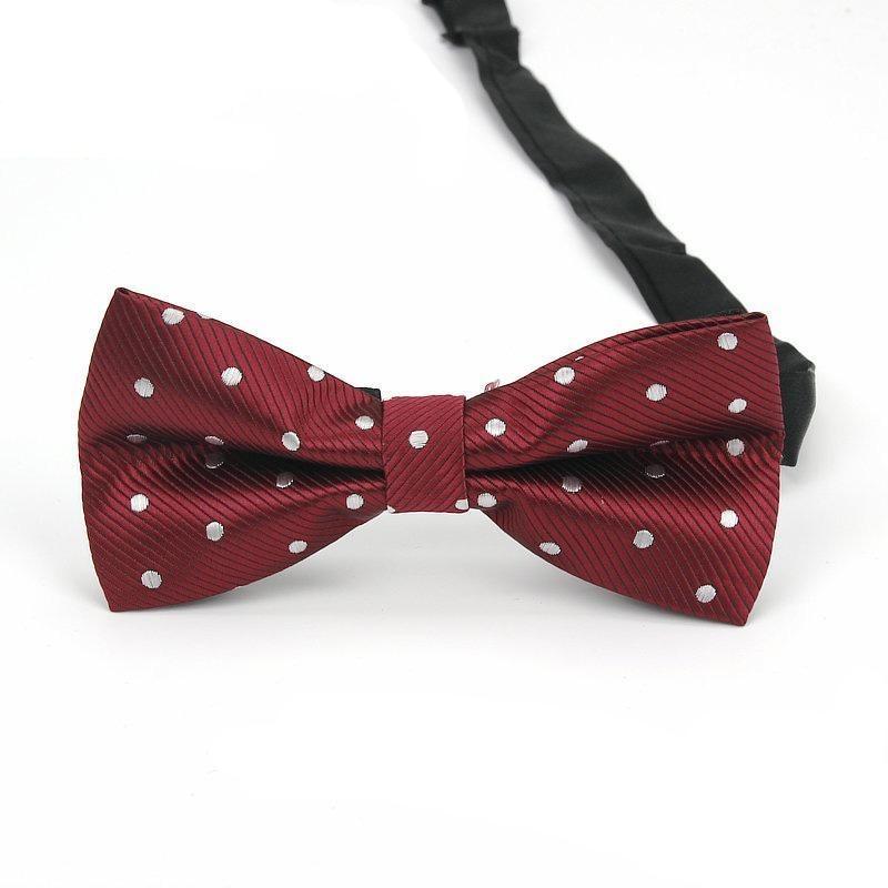 Polka Dot Bow Tie Pre-Tied GR Dark Red 