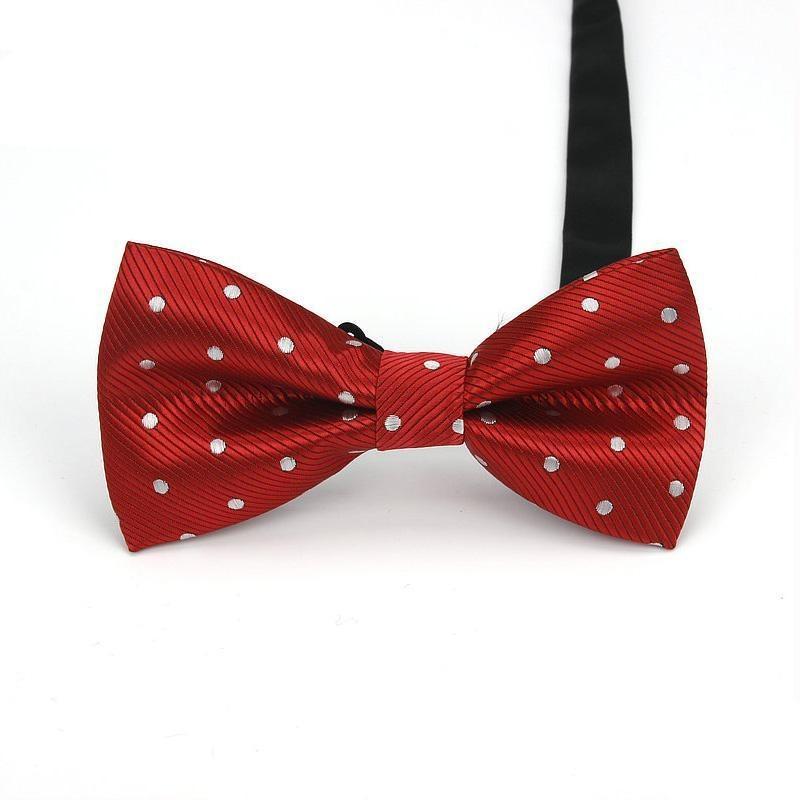 Polka Dot Bow Tie Pre-Tied GR Red & White 