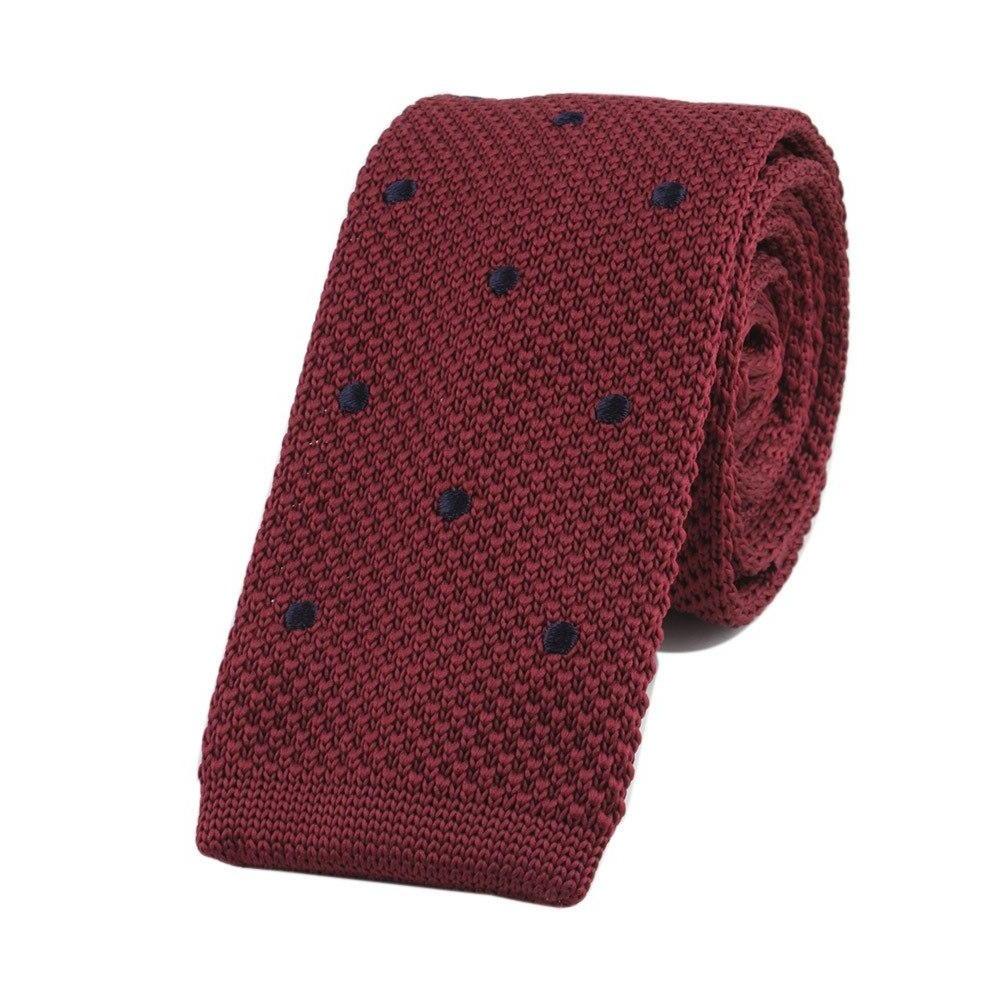 Polka Dot Flat End Knitted Tie GR Bordeaux 