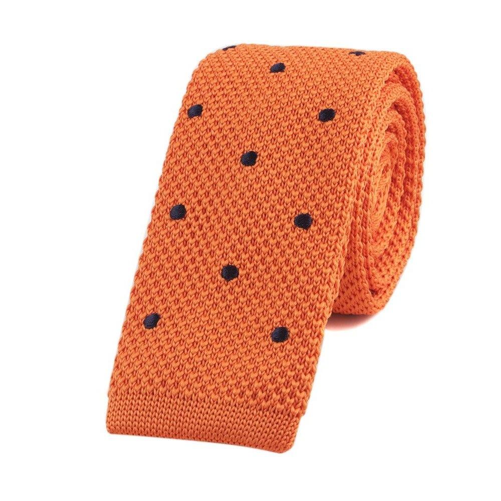 Polka Dot Flat End Knitted Tie GR Orange 