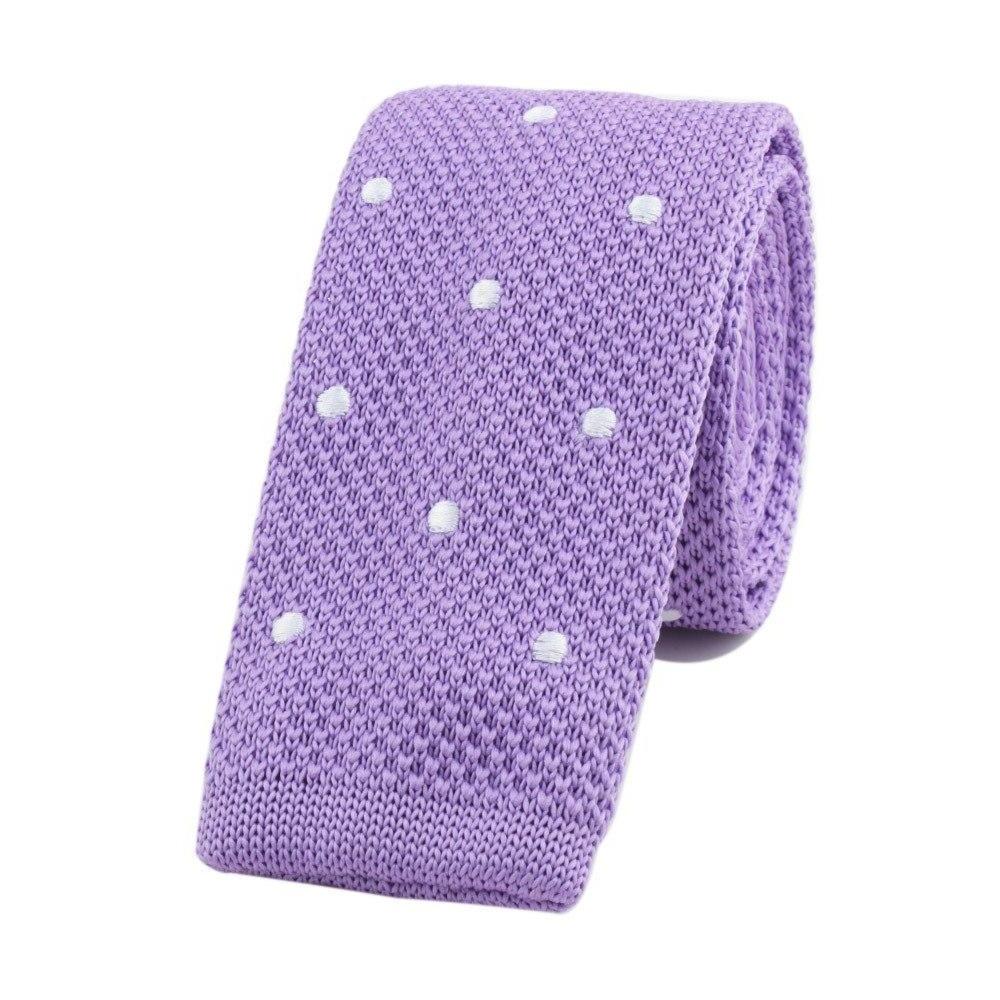 Polka Dot Flat End Knitted Tie GR Purple 