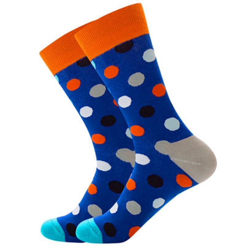 Polka Dot High Cotton Socks GR Blue 